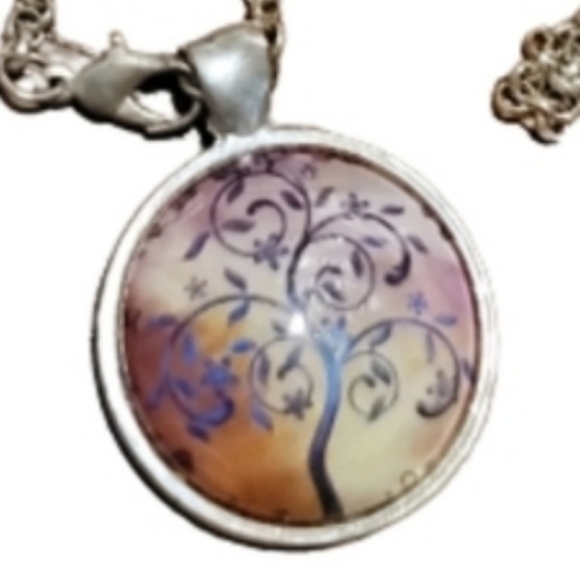 MONEY tree necklace pendant and chain tree of life silver tone - Picture 3 of 3